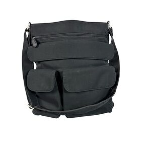 Hobo International Crossbody Purse Nylon Travel Organizer Bag Black Zip Around